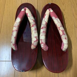 浴衣用★下駄 ★和装小物 ★used★中古品★レッド★赤★ピンク★浴衣下駄 ★Lサイズ★