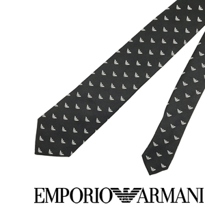 EMPORIO ARMANI ネクタイ エンポリオアルマーニ イーグルロゴ柄 ブラック【剣先幅：7.5cm】 340075-616-00120