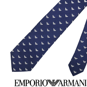 EMPORIO ARMANI エンポリオアルマーニ ネクタイ イーグルロゴ柄 シルク ウルトラマリンブルー【剣先幅：7.5cm】 340075-616-05236