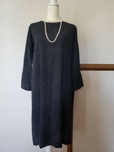 ◆新品　藍紺系　グレー系　ドレス　ワンピース　着物　リメイク　結婚式　ハンドメイド　フリーサイズ　正装　フォーマル　膝丈