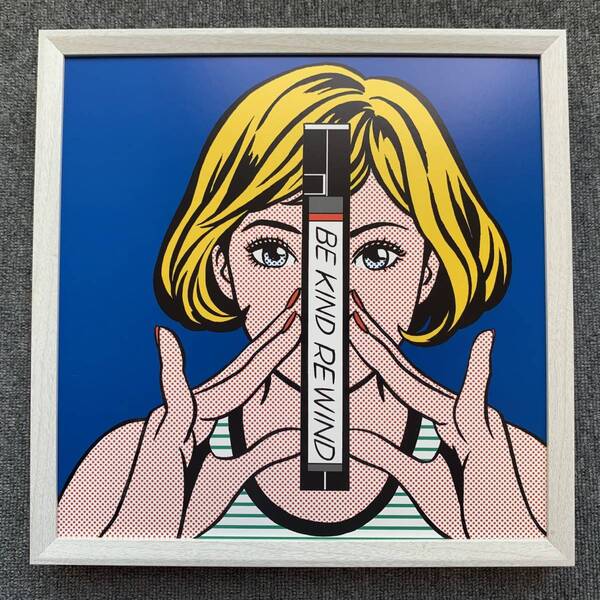 ■江口寿史『BE KIND REWIND』 LPサイズ 額入り 貴重イラスト 印刷物 ポスター風デザイン 額装品 アートフレーム インテリア
