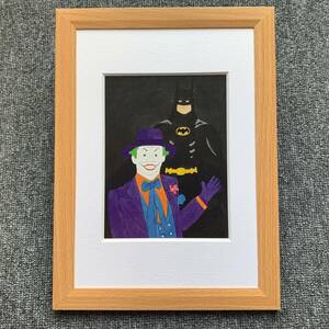 ■和田誠『映画 バットマン』B5サイズ 額入り 貴重イラスト 印刷物 ポスター風デザイン 額装品 アートフレーム インテリア