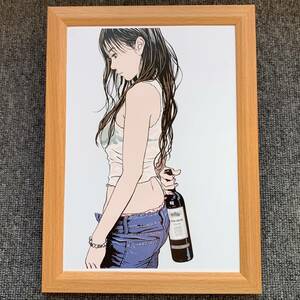 #... history [ wine bottle . beautiful woman jeans ]B5 size amount entering valuable illustration printed matter poster manner design frame goods art frame interior 