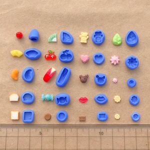 3 miniature sweets deco type mold 20 piece set resin clay tart strawberry fruit whip cookie ma Caro n apple meal punk ma