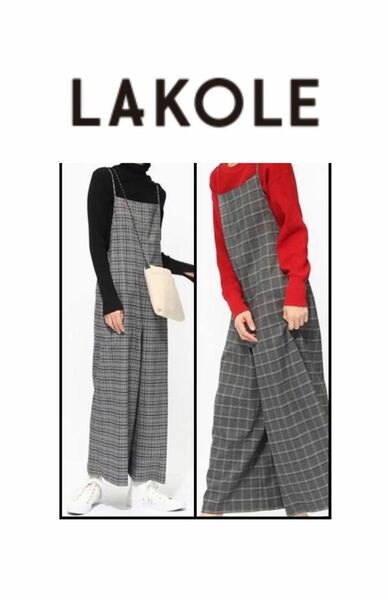 【新品未使用】LAKOLE サロペット グレンチェック ストレッチ エプロン サロペ 【Ｓ】