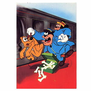 ディズニー　ピート＆プルート＆ミッキー　ポストカード（列車）　イタリア製　1980年代～1990年代