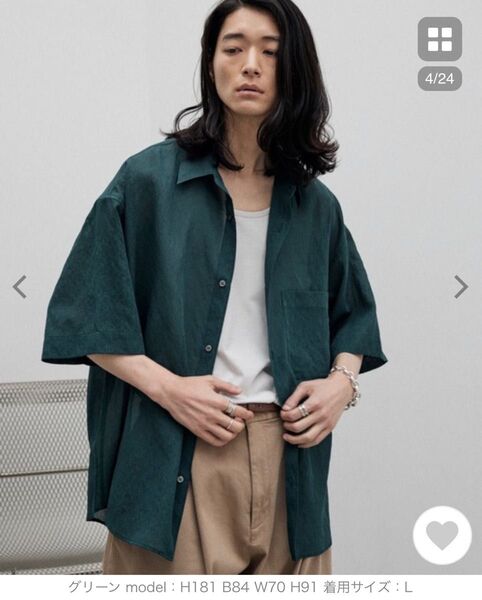 WYM LIDNM シャツ ブラウス SHEER GEORGETTE HS SHIRT ※Lサイズ ※グリーンカラー
