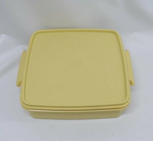 Tupperware　タッパーウェア　密閉容器　保存容器　四角形　イエロー　網付き　中古品