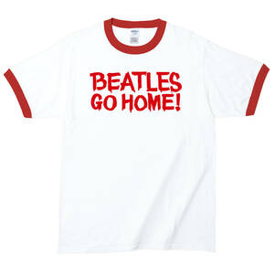 【Mサイズ 新品 白赤】ビートルズ Beatles バンドTシャツ ロックTシャツ ジョークTシャツ 60s ジョンレノン ジョージ ポール・マッカートニ