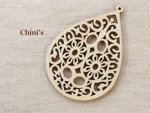 prompt decision 1 piece .. wood ornament ethnic flower plain wood * charm * wooden hand made parts material pendant 