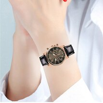 腕時計 時計 ブラック レディース ノーブランド 新品 ファッション カジュアル 革ベルト ベルト 超薄型時計 ドレス #C41-5_画像1