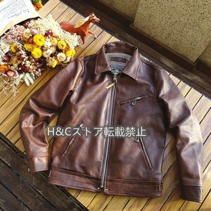 メンズ馬革 レザージャケット 本革 ホースハイド 革ジャン バイクレザー アメカジ メンズ S～3XL