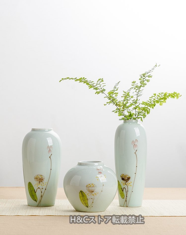 Jingdezhen – Vase peint à la main, ensemble de 3 pièces, décoration de figurines en porcelaine Simple, meubles, intérieur, accessoires d'intérieur, vase