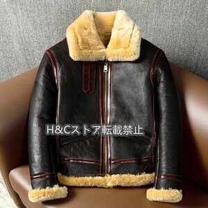 B3 flight jacket mouton coat sheep leather fur solid winter heat insulation sheepskin original leather heavy winter clothing ram leather natural leather S~3XL