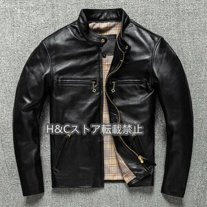 レザージャケット メンズ 　バイクジャケット　高級　羊革　本革　立ち襟　秋冬　革ジャン S～5XL