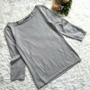 E4891 Untitled [S corresponding ] cut and sewn tops round neck 7 minute sleeve gray grey 
