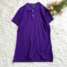 E4907　ラルフローレン　【M】ポロシャツ 半袖 カットソー トップス 胸ロゴ 紫 緑_画像3