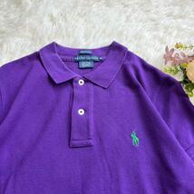 E4907　ラルフローレン　【M】ポロシャツ 半袖 カットソー トップス 胸ロゴ 紫 緑_画像4