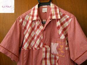  Karl hell mKarl Helmut patchwork shirt short sleeves shirt M size 