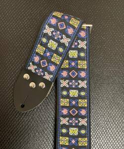 Tom's Vintage Straps【Purple Woodstock】ハンドメイド ギターストラップ 本革エンド フランス製