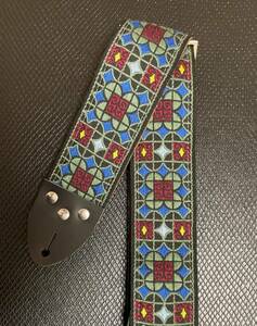 Tom's Vintage Straps[Blue Virginia] hand made guitar strap original leather end France made 