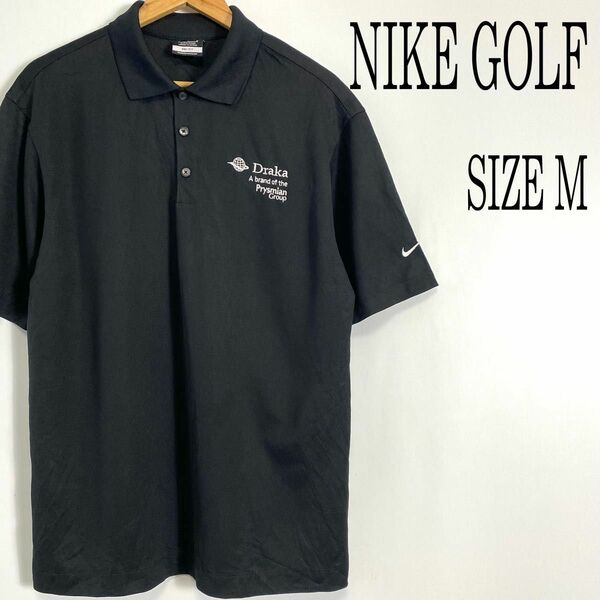 NIKE GOLF ナイキ ロゴ刺繍 ポロシャツ ゴルフウェア ブラック M