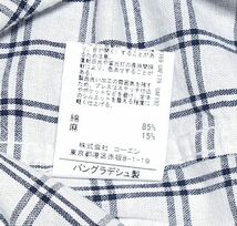 新品!! コーエン coen 綿麻 バンドカラー 長袖 シャツ ホワイト (L) 送料安☆ ユナイテッドアローズ メンズ リネン混 格子チェック 春夏 白_画像6