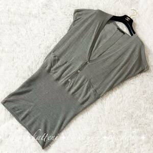 ALEXANDER WANG Alexander one short sleeves knitted sweater wool 100% 3. button V neck gray XS
