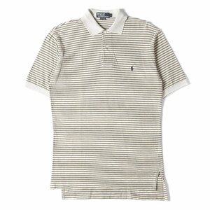 POLO Ralph Lauren ポロ ラルフローレン 90s - 00s ワンポイント 鹿の子 ボーダー 半袖 ポロシャツ ベージュ カーキ S アメカジ 古着