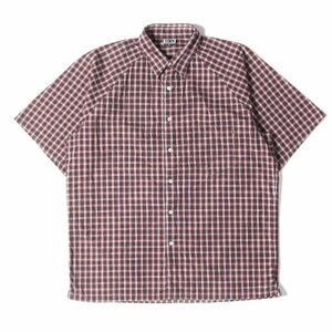 GOOD ENOUGH グッドイナフ シャツ サイズ:L 背ロゴ タータンチェック ベンチレーション 半袖 シャツ 00s レッド ネイビー 赤紺 トップス