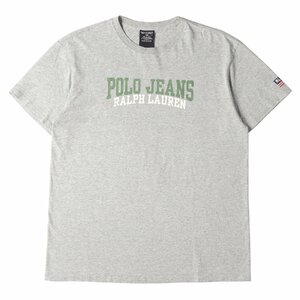 POLO JEANS CO. ポロ ジーンズ カンパニー ブランドロゴ クルーネック 半袖 Tシャツ 90s 90年代 オールドラルフローレン グレー L