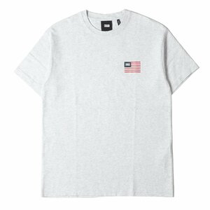 美品 KITH NYC キス Tシャツ サイズ:XS ニューヨークシティー 星条旗ロゴ 半袖 クルーネック 21SS アッシュグレー トップス ブランド