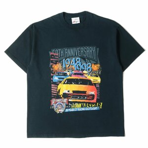 90s 50周年記念 NASCAR レーシング クルーネック Tシャツ 90年代 COMPETITORS VIEW コンペティターズビュー ナスカー ブラック XL 古着