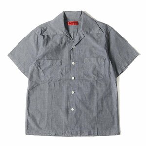 EVISU エヴィス シャツ サイズ:38(M) オープンカラー シャンブレー 半袖 シャツ ブルー ボックスシルエット トップス カジュアルシャツ