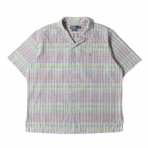 POLO Ralph Lauren ポロ ラルフローレン シャツ サイズ:XL CALDWELL オープンカラー マドラスチェック 半袖 シャツ 90s 90年代 アメカジ