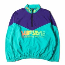 80s 2トーン ロゴプリント ハーフジップ プルオーバー ナイロンジャケット / 80年代 USA製 SURF STYLE サーフスタイル パープル 古着_画像1