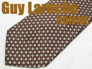 NA 339 【期間限定お試し】ギラロッシュ Guy Laroche HOMME ネクタイ 日本製 茶系 金糸 光沢 ドット柄 ジャガード