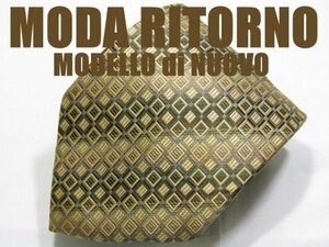 NA 331 【期間限定お試し】モダリトルノ MODA RIRORNO ネクタイ 日本製 ベージュ系 光沢 金糸 レジメンタル ストライプ 小紋柄 ジャガード