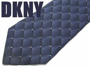 NA 387 【期間限定お試し】ダナキャラン DKNY ネクタイ 日本製 紺色系 光沢 グラデーション チェック マイクロドット ジャガード