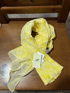  stole wrinkle processing new goods UV care ultra-violet rays measures cooling measures woman small articles yellow color series cotton 100% natural material new goods unused goods free shipping scarf old shop brand 