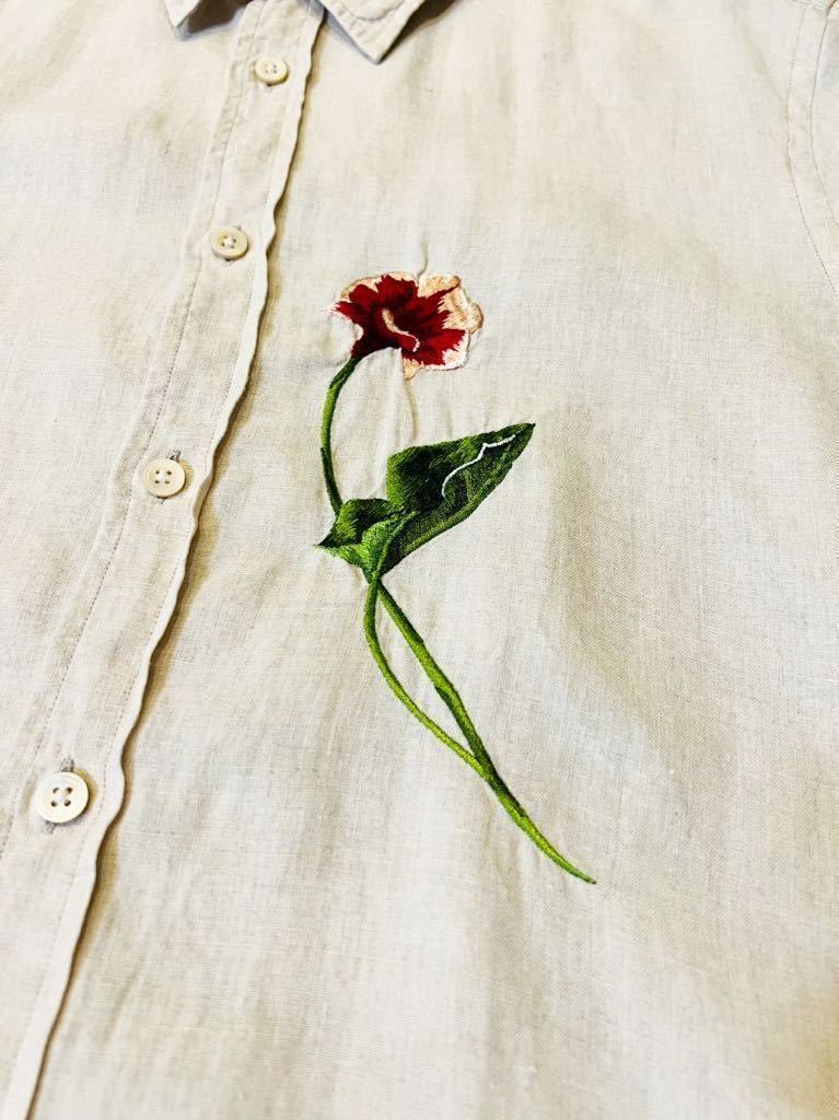 Paul Smith collection シャツ 刺繍 ベージュ 総柄 デザイン 花柄