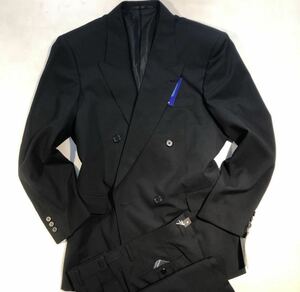  новый товар [ размер AB5*moheya. шерсть . одежда ]4B двубортный костюм чёрный формальный необшитый на спине no- Benz 2 tuck шерсть супер-легкий soft костюм шерсть праздничные обряды 