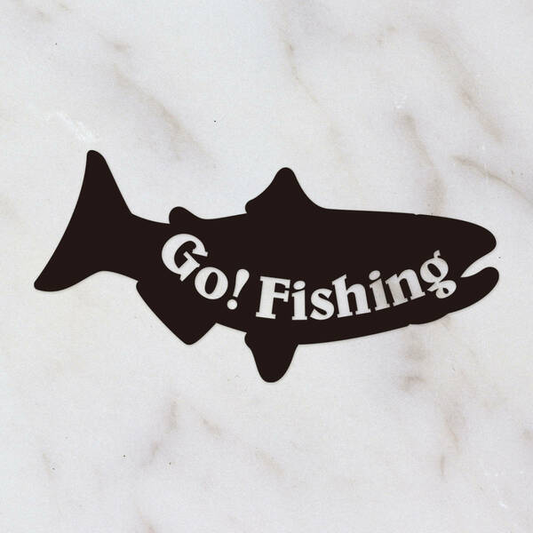 送料無料◆Go!Fishing ゴー!フィッシング カッティングステッカー◆ブラック｜20×10cm｜超防水 UVカット 屋外使用可【C044】