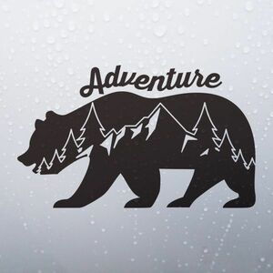 送料無料◆Adventure Bear アドベンチャーベア カッティングステッカー◆ブラック｜20×12cm｜超防水 UVカット 屋外使用可【C034】