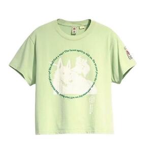 XL Size Mononoke Levi's Princess Mononoke Women's San &amp; Wolf Graphic Tee Green New Levice Женский солнце T -Fish P187