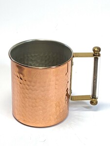 銅製　マグカップ　1個 持ち手が特徴的なマグカップです　約　直径7.7cm×高さ8.4cm　未使用品 ④