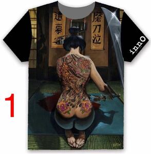 【新品未使用】【Tシャツ 】セクシー　放置　抜刀娘　スタイル　ヤクザ　入れ墨　美貌　モデル　美女　トレンド　長濱　POP　欅坂　XS~6XL