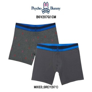 (SALE)Psycho Bunny( rhinoceros koba knee )2 pieces set boxer shorts men's underwear B6V207Q1CM MIXED_GREY(971) S pb14-b6v207q1cm-971-s
