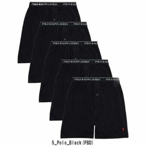 ※訳あり アウトレット POLO RALPH LAUREN(ポロ ラルフローレン)ニットボクサー トランクス 5枚セット NCKBP5 5_Polo_Black(PBD) Lサイズ