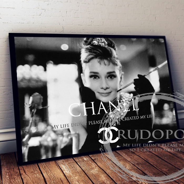 A3 size framed [Audrey Hepburn brand homage art poster Chanel] #5, Artwork, Painting, graphic